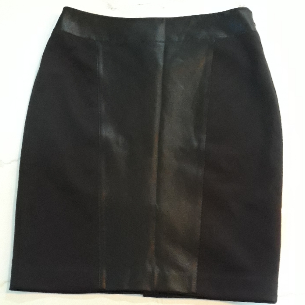 Tahari Black Pencil Skirt Faux Leather